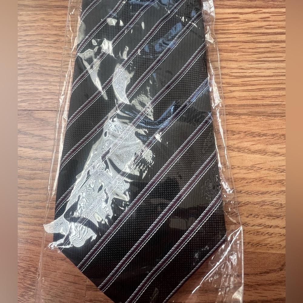 Weishang 100% Silk Neck Tie Purple Black Stripe Handmade Mens